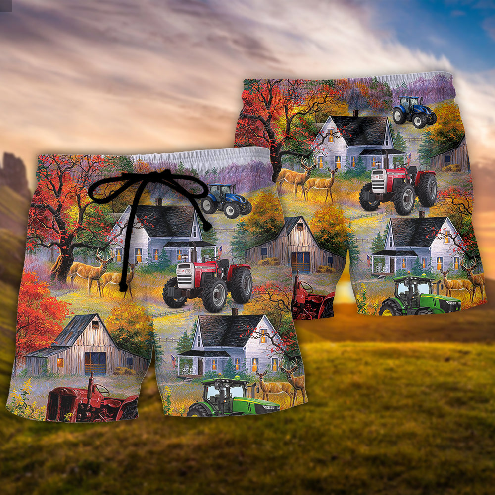 Tractor Save Me From Being A Pornstar Now I'm Just A Farmer Lover Art Style - Beach Short Reefox