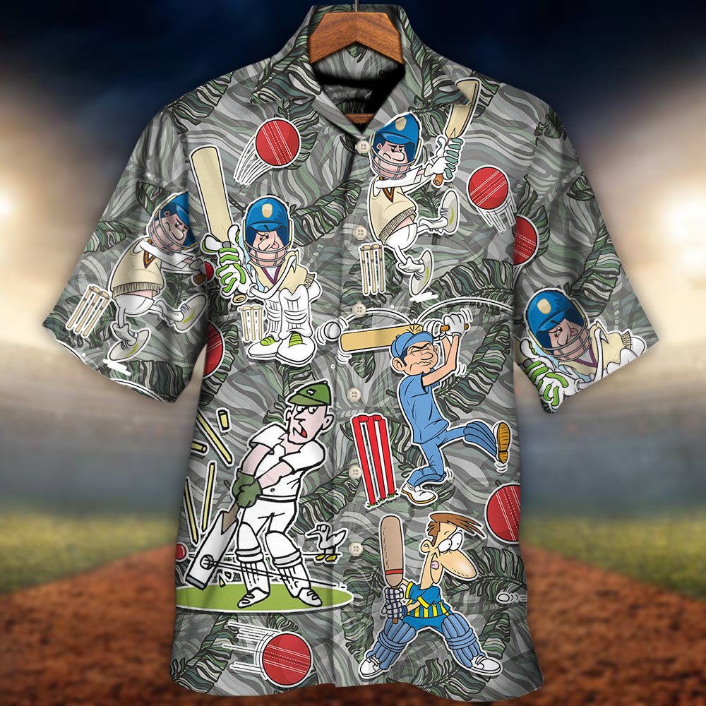 Cricket Sport Cricket Lover Tropical Leaf Art - Hawaiian Shirt - Reefox