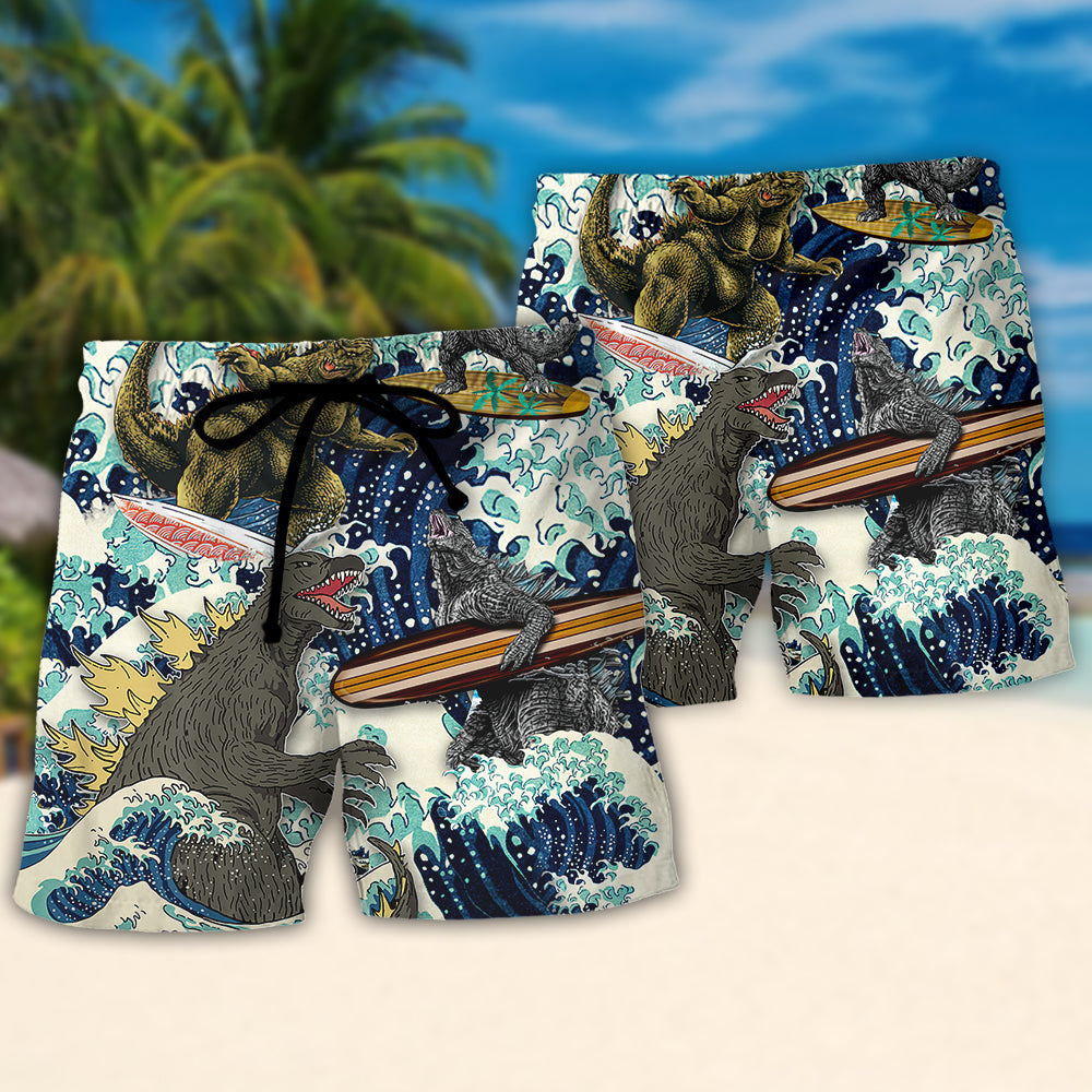 Surfing Funny Godzilla Sorry I Can't I have a Board Meeting Lovers Surfing - Beach Short Reefox