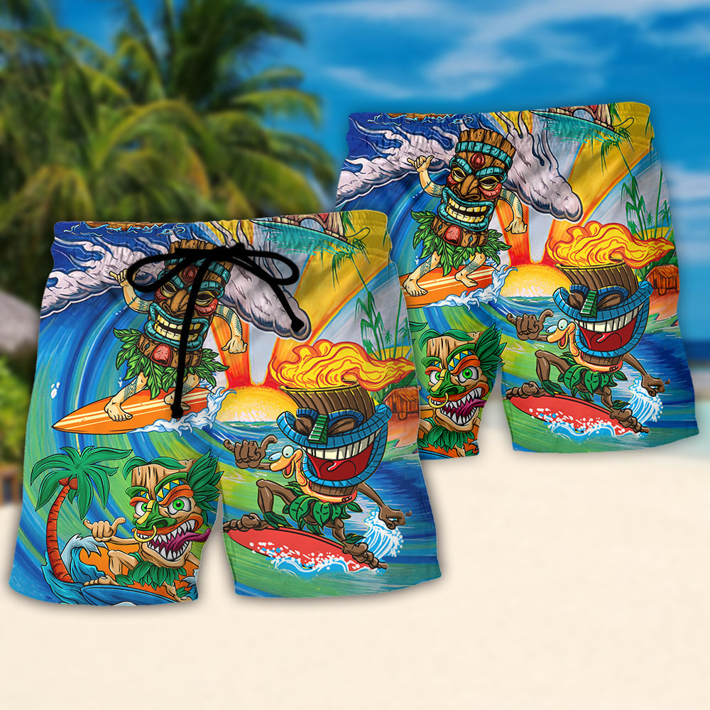 Surfing Funny Funny Tiki Show Me Your Tikis Surfing Lovers - Beach Short Reefox