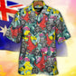 Kangaroo And Koala Ride Cycling Flower Art - Hawaiian Shirt - Reefox