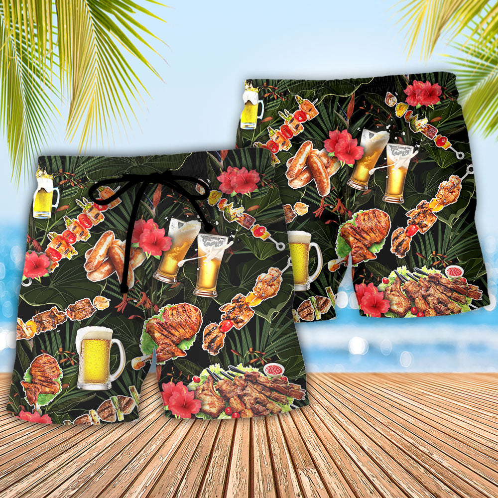 Barbecue Funny BBQ Stand Back Grandpa Is Grilling - Beach Short