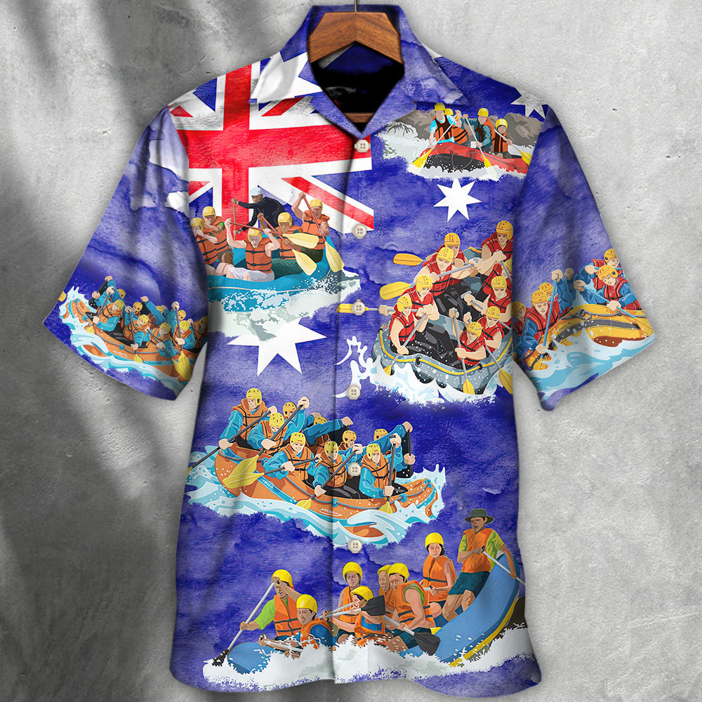 Water Rafting River Rafting Team Funny Lover Australia Flag Vintage Art Style - Hawaiian Shirt - Reefox