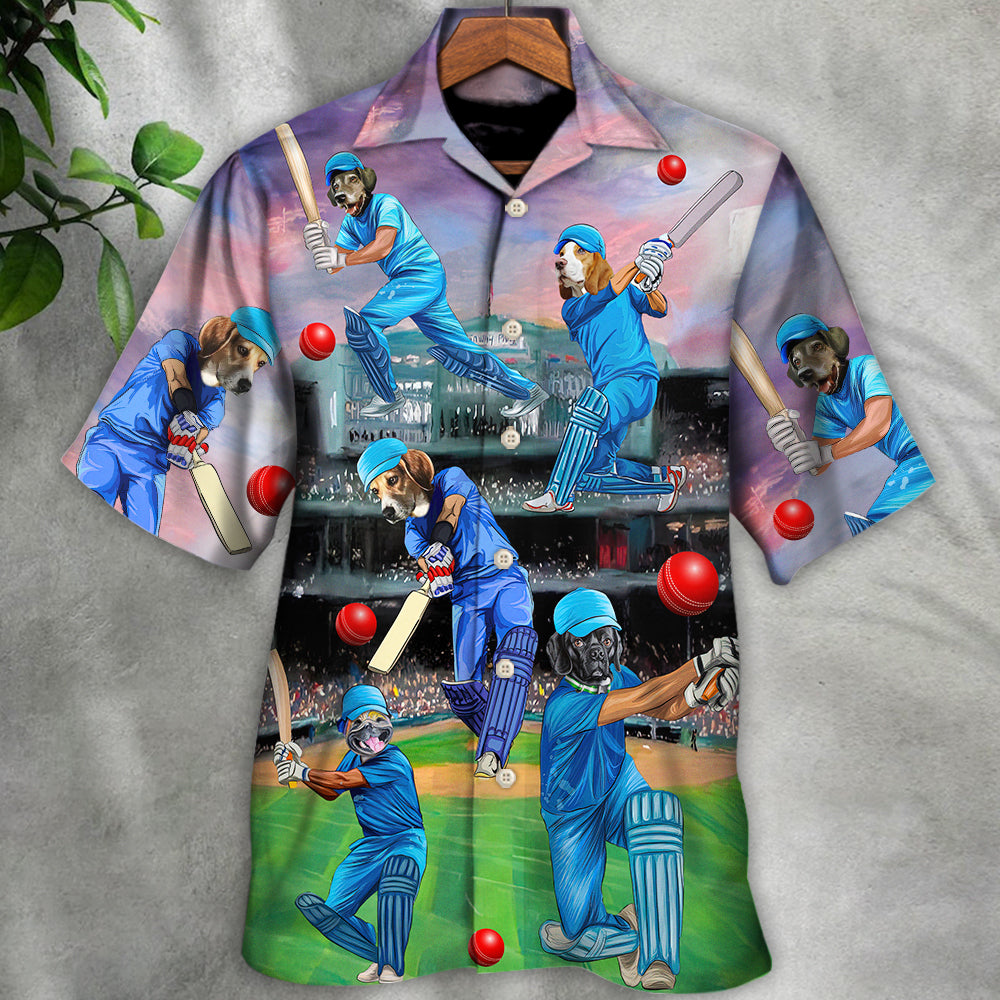 Dog Love Cricket Funny Lover Cricket And Dog - Hawaiian Shirt - Reefox