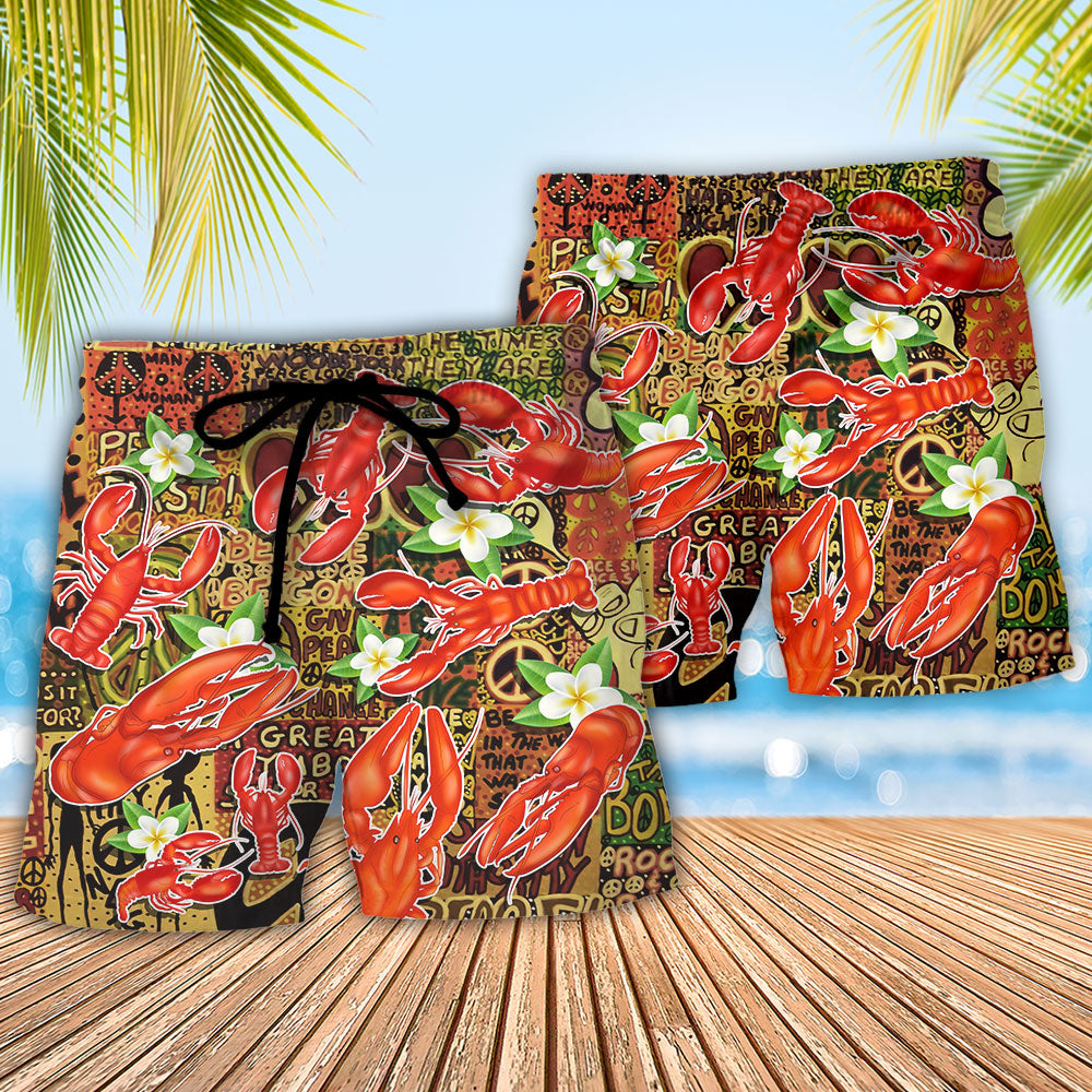 Lobster Everybody In The Hot Tub Hippie Tropical Vibe - Beach Short Reefox
