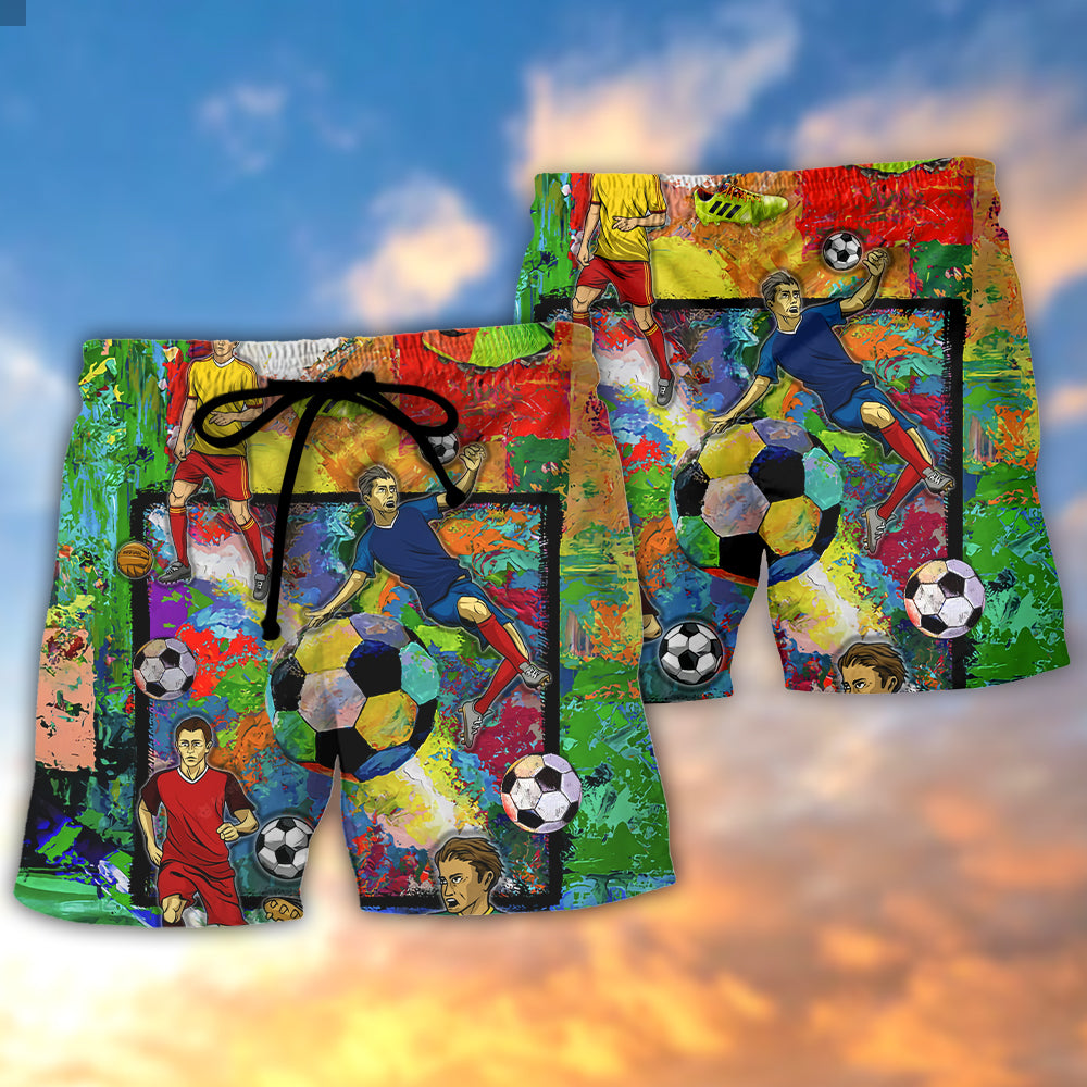 Soccer Style Colorful Lover Art - Beach Short Reefox - Owls Matrix LTD