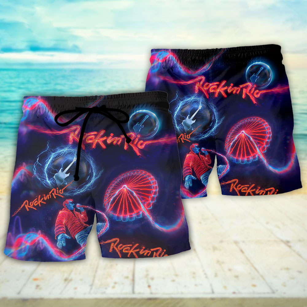 Rock In Rio Music Lover Amazing Style - Beach Short Reefox - Owls Matrix LTD