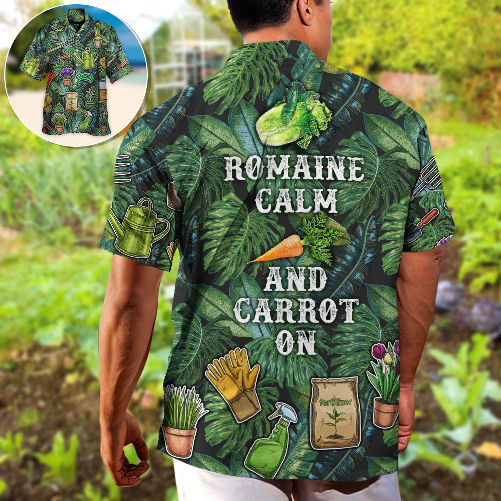 Gardening Romaine Clam And Carrot On Vintage Art - Hawaiian Shirt