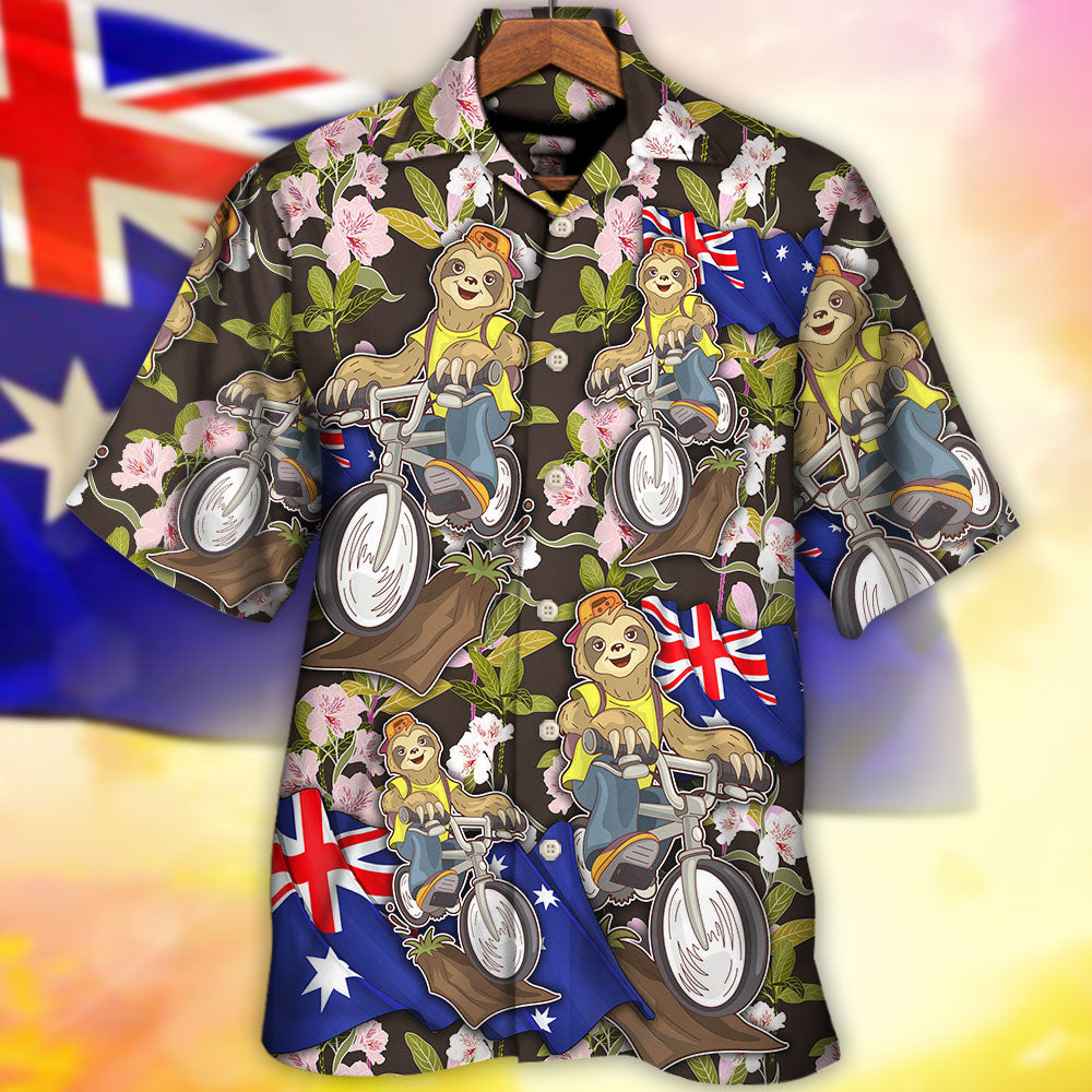 Solth Australia Sloth Ride Cycling Art - Hawaiian Shirt - Reefox