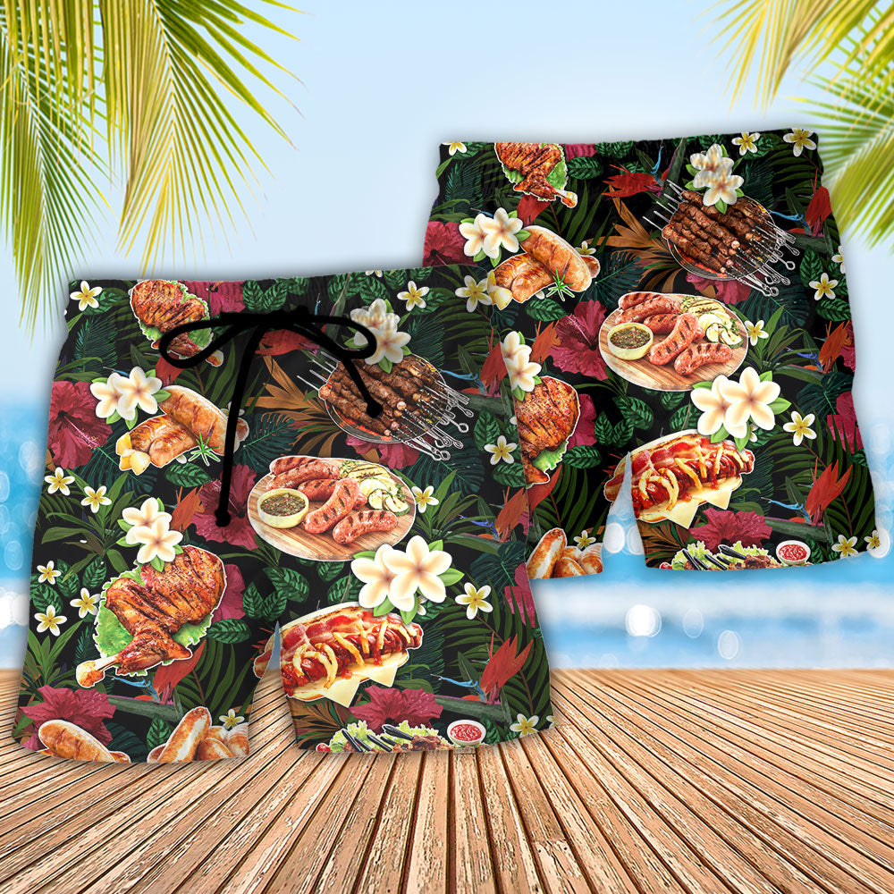 Barbecue Funny I Want A Hot Body But I Also Want BBQ - Beach Short