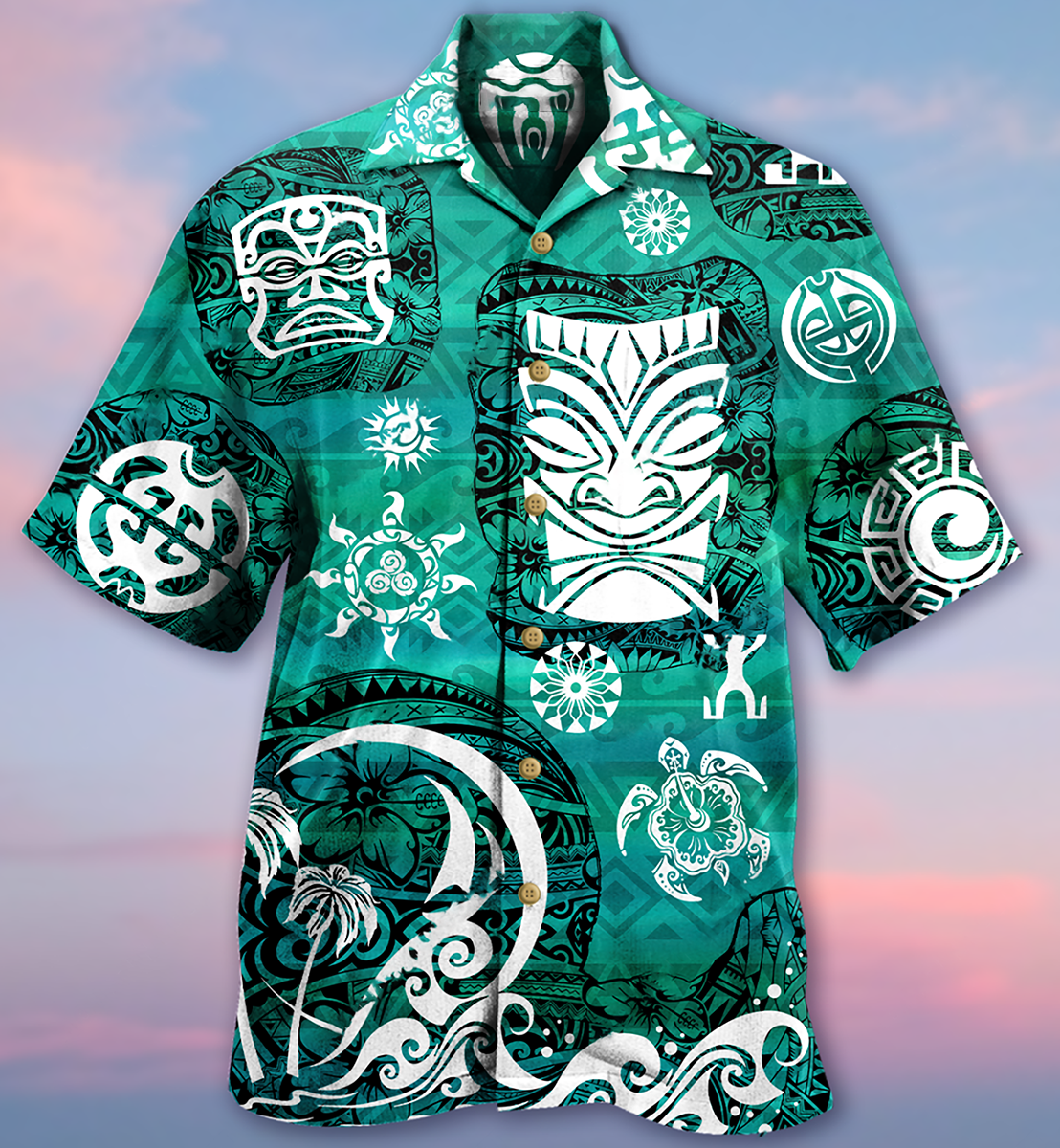 Tiki Love Turtle Geen - Hawaiian Shirt - Reefox