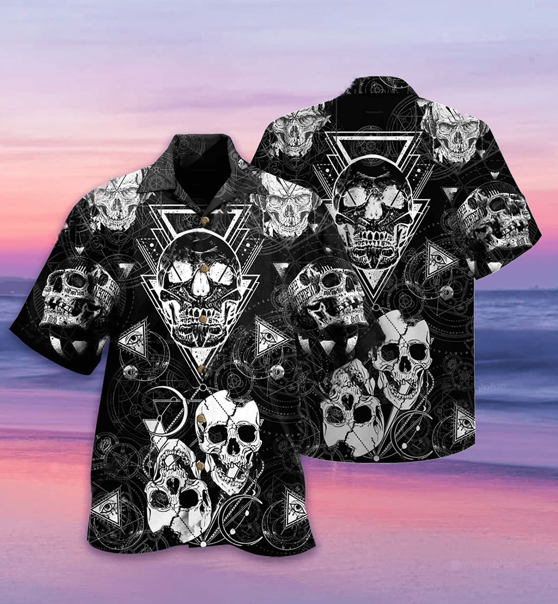 Skull Love Black - Hawaiian Shirt - Reefox