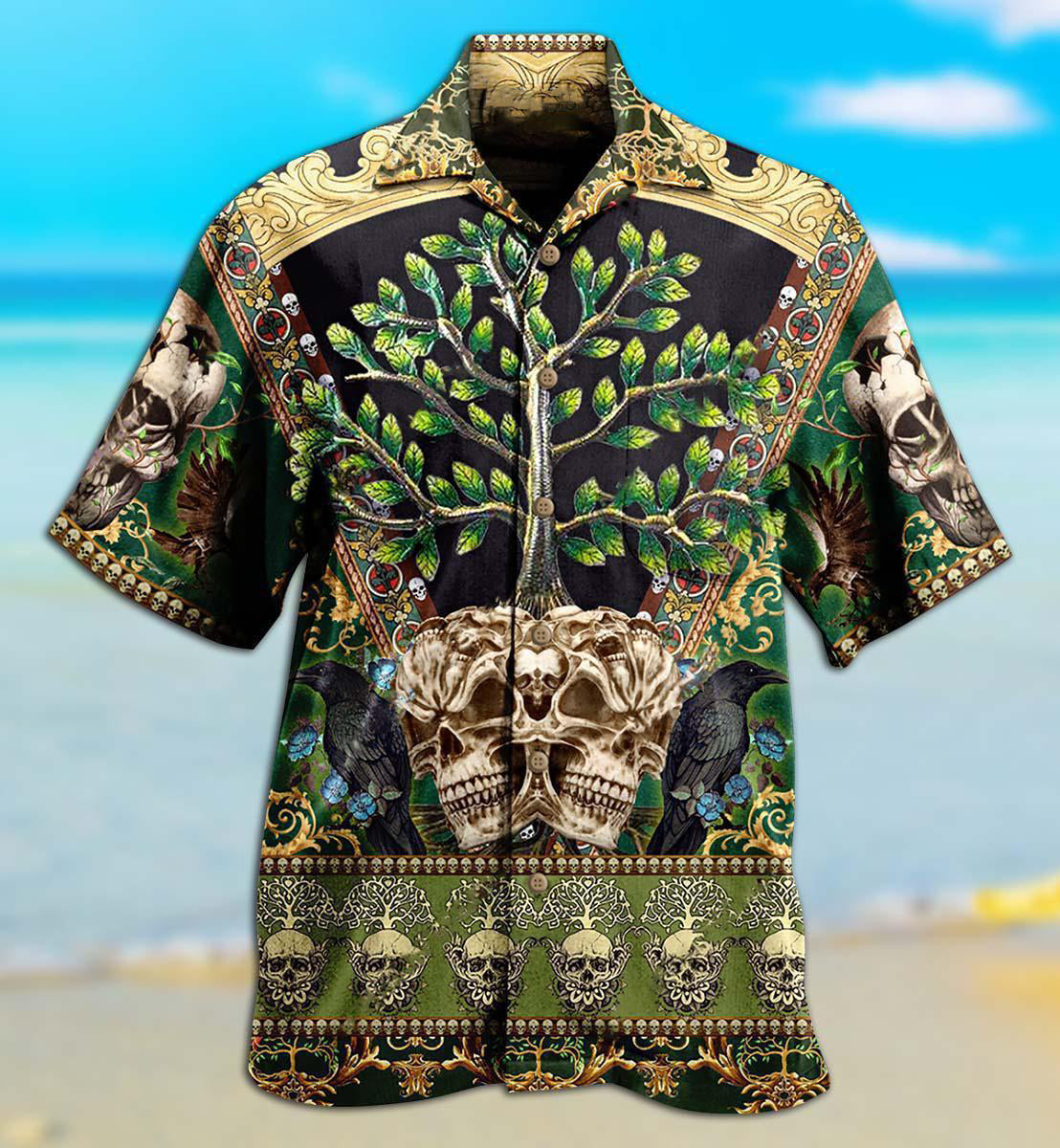 Skull Trees Style Love Green Cool - Hawaiian Shirt - Reefox