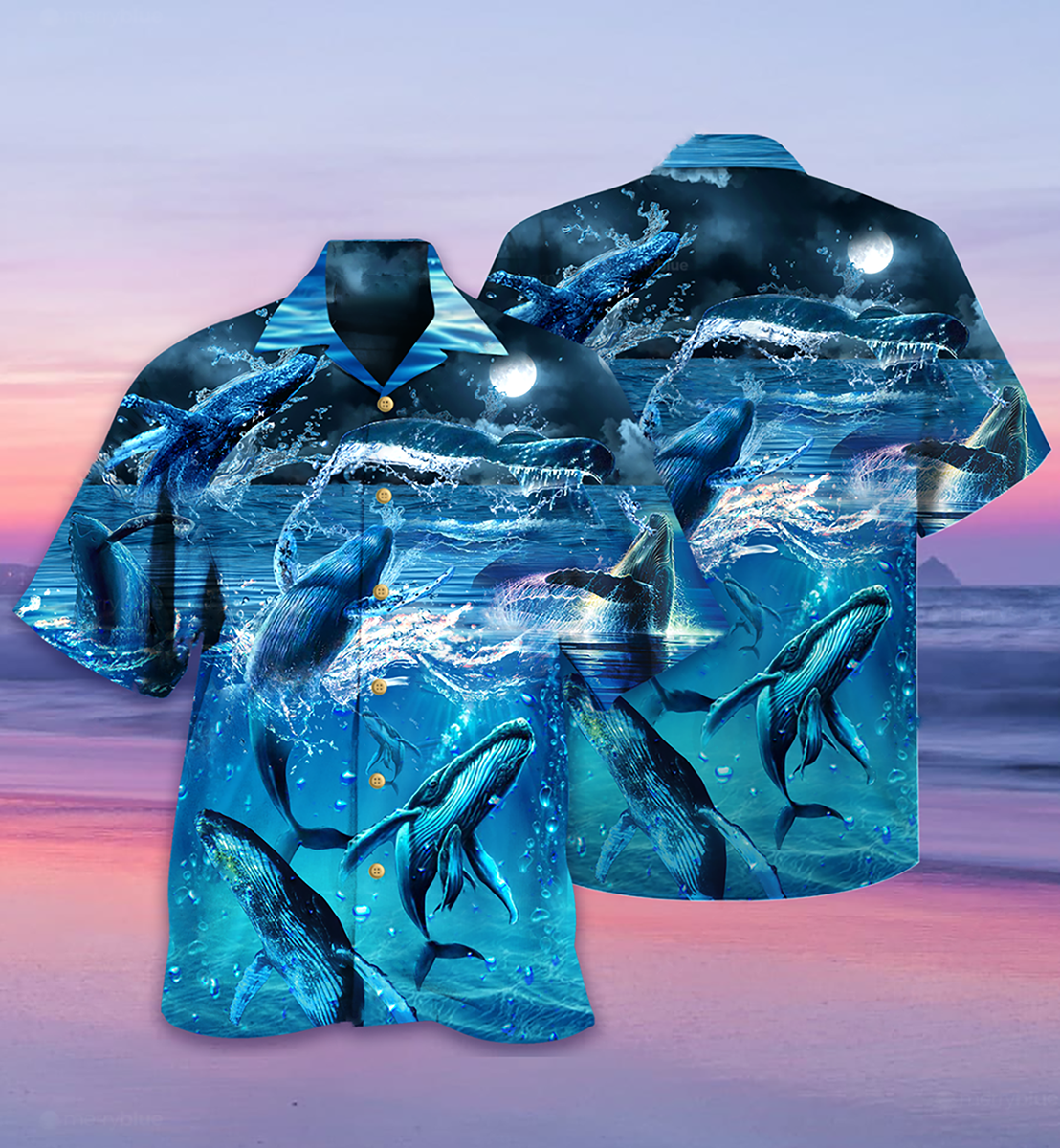 Whale Love Ocean Blue - Hawaiian Shirt - Reefox