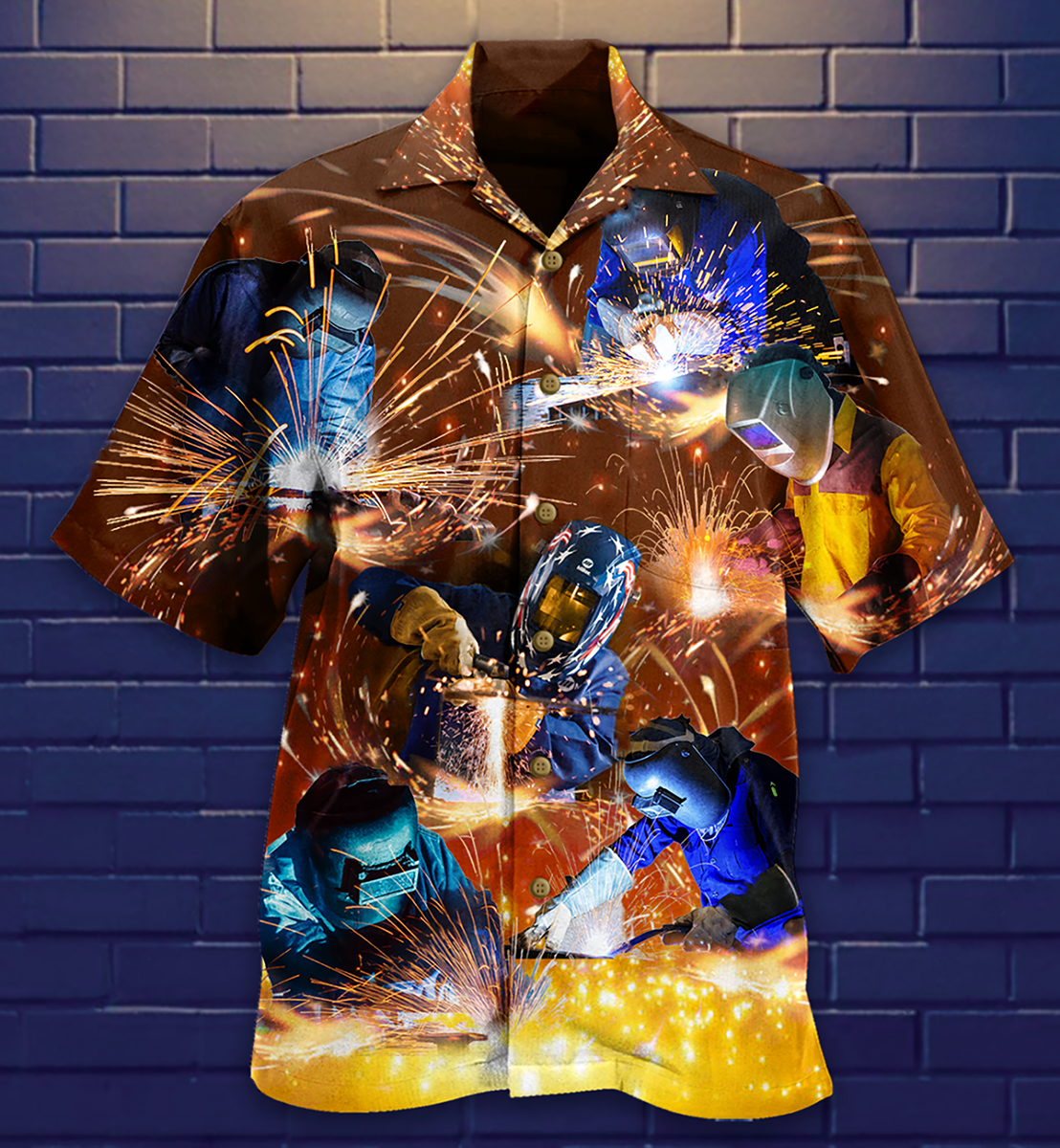 Welder Works Hard Love It - Hawaiian Shirt - Reefox