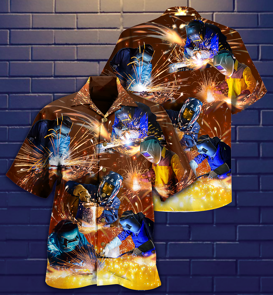 Welder Works Hard Love It - Hawaiian Shirt - Reefox