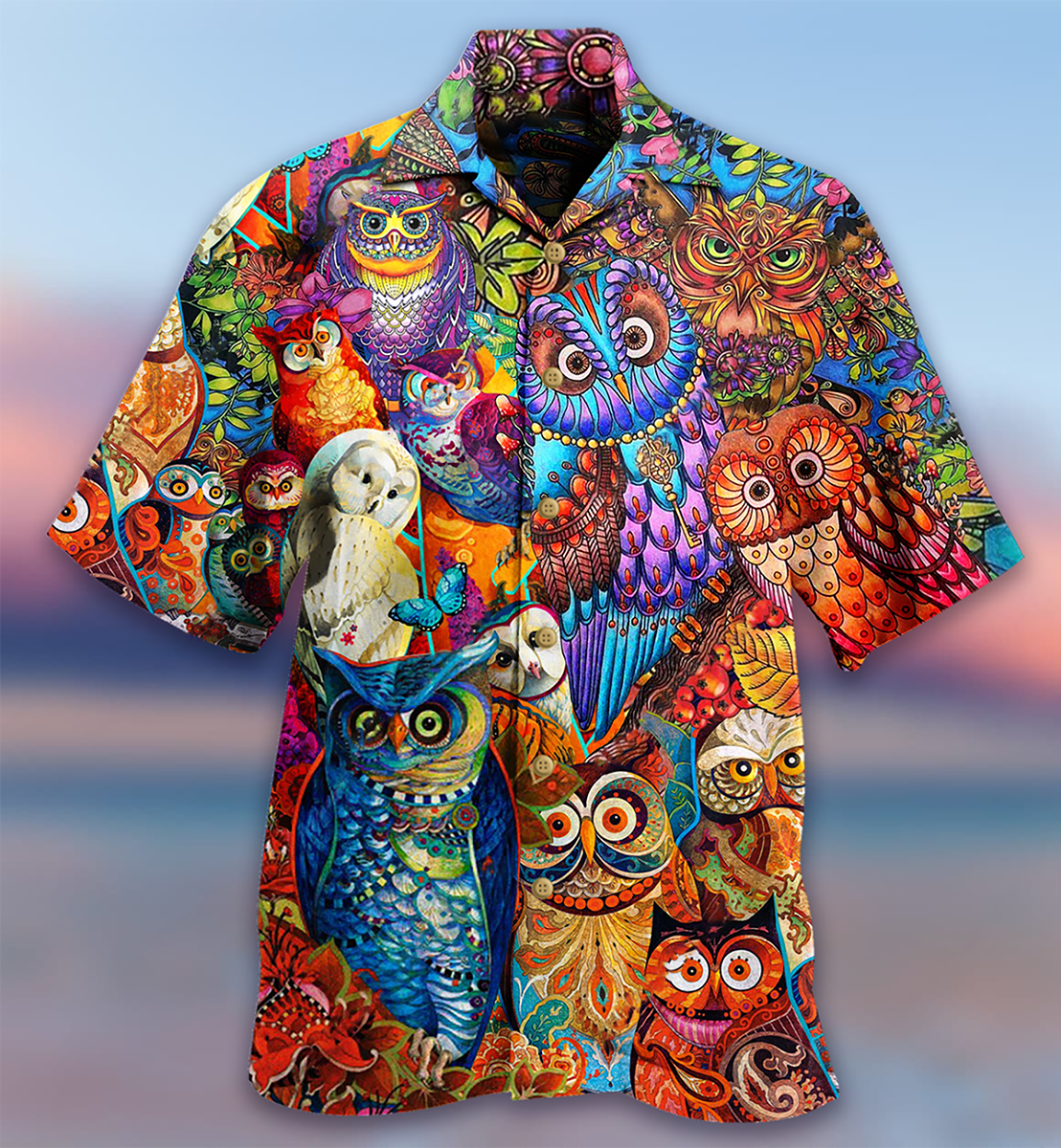 Owl Love Red Style - Hawaiian Shirt - Reefox