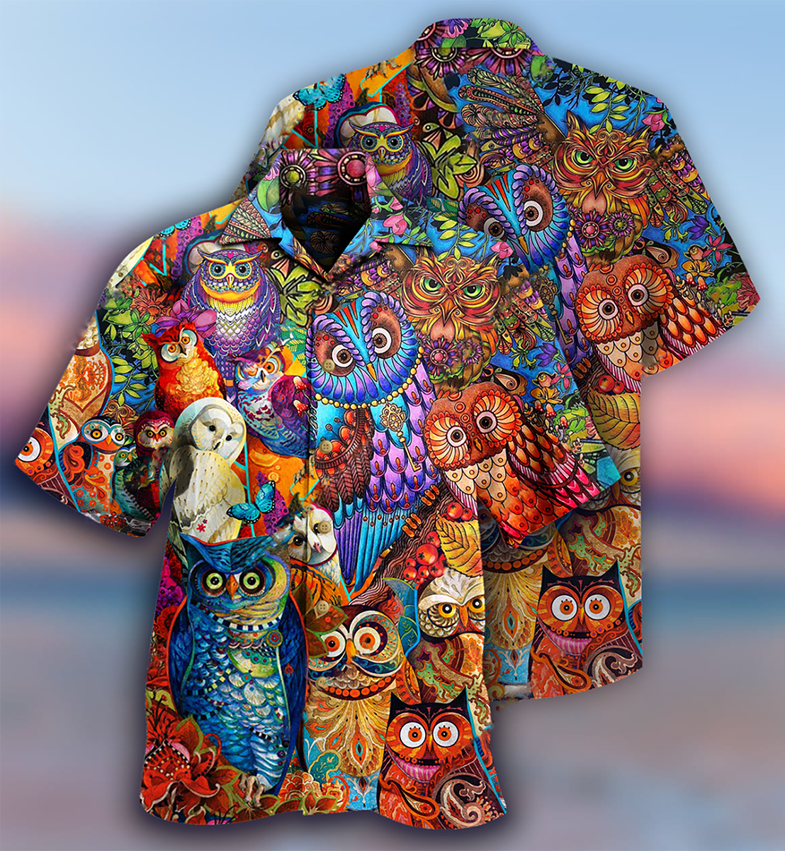Owl Love Red Style - Hawaiian Shirt - Reefox