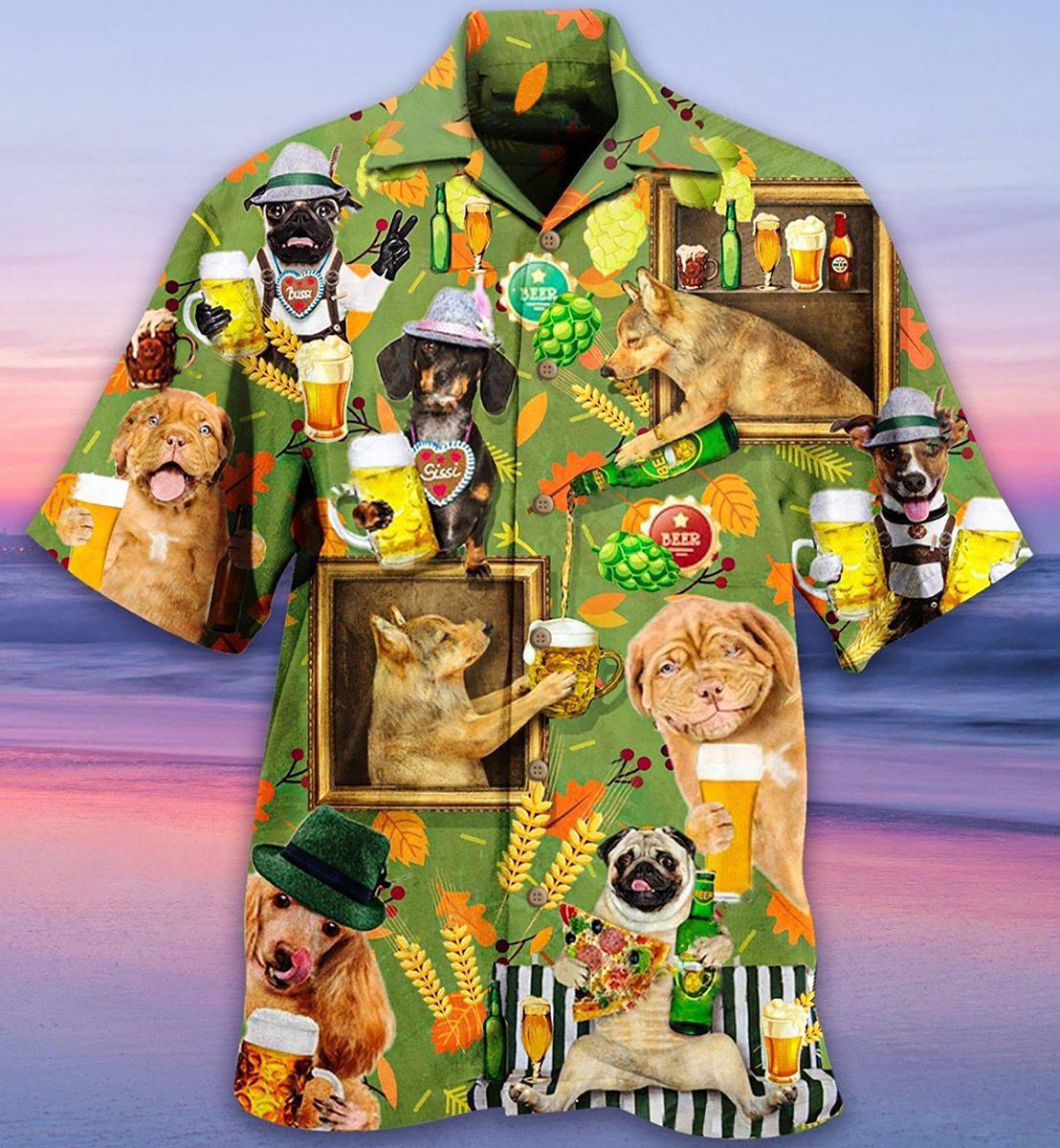 Beer Dogs Green Style - Hawaiian Shirt - Reefox