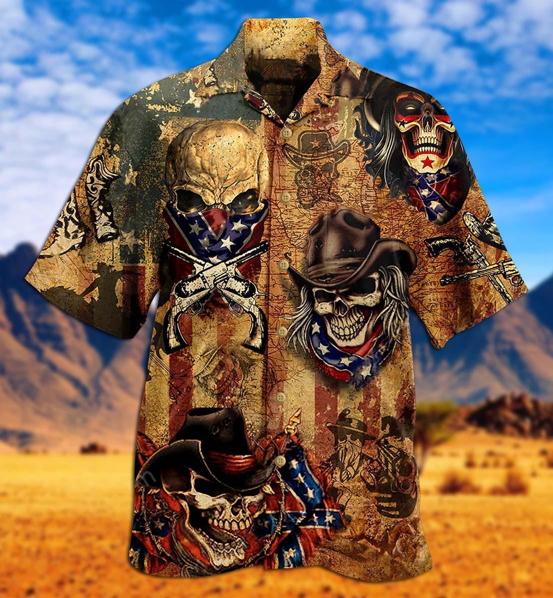 Cowboy Skull America Vintage Style - Hawaiian Shirt - Reefox