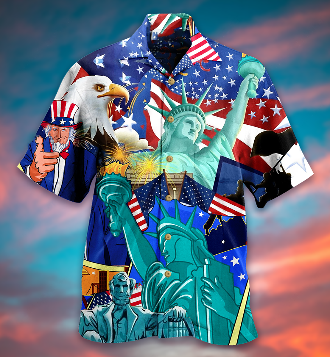 America Eagle Love You Freedom - Hawaiian Shirt - Reefox