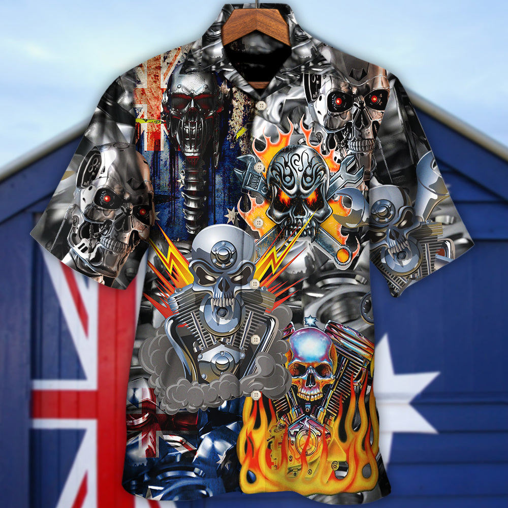 Skull Engine Piston Don't Fix Me Australia - Hawaiian Shirt - Reefox