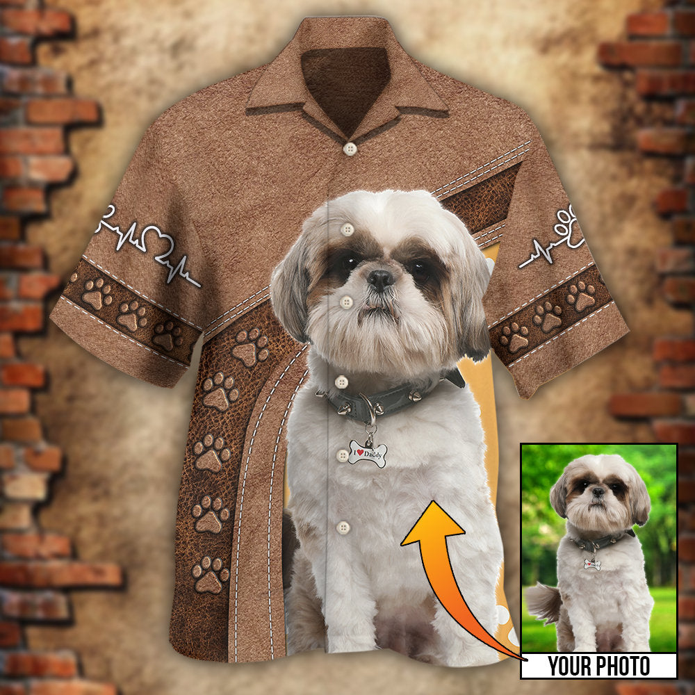 Dog Paw Brown Style Classic Custom Photo Personalized - Hawaiian Shirt - Reefox