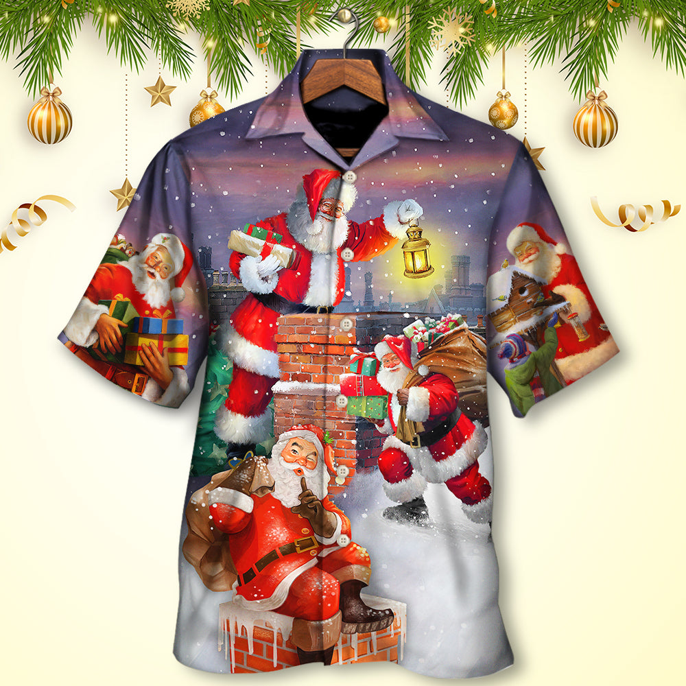 Christmas Having Fun With Santa Claus Gift For Xmas Art Style - Hawaiian Shirt - Reefox