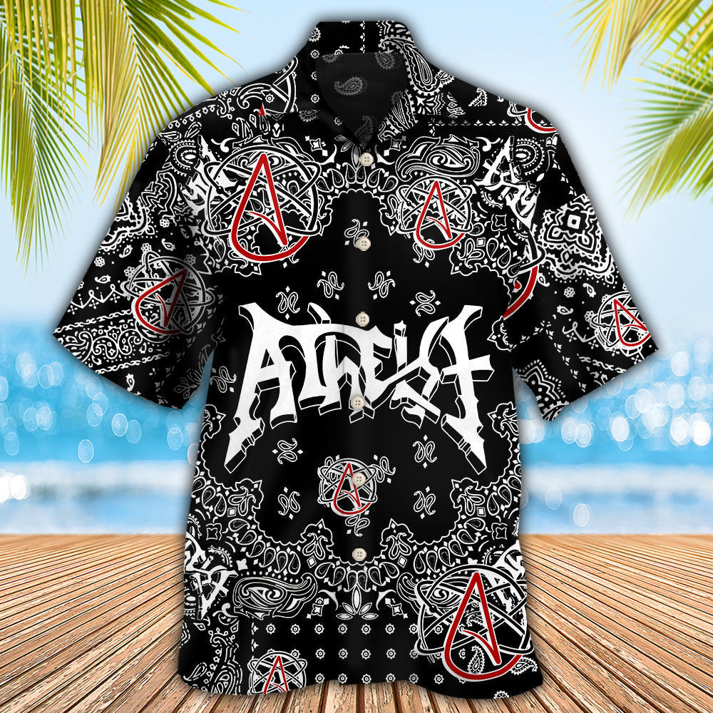 Atheist Black And White Paisley Pattern - Hawaiian Shirt - Reefox