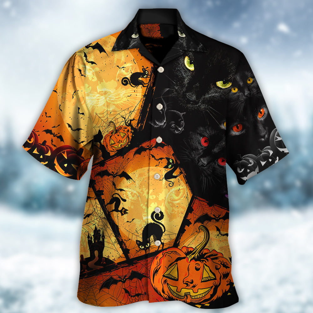 Halloween Black Cat Enjoy Halloween - Hawaiian Shirt - Reefox