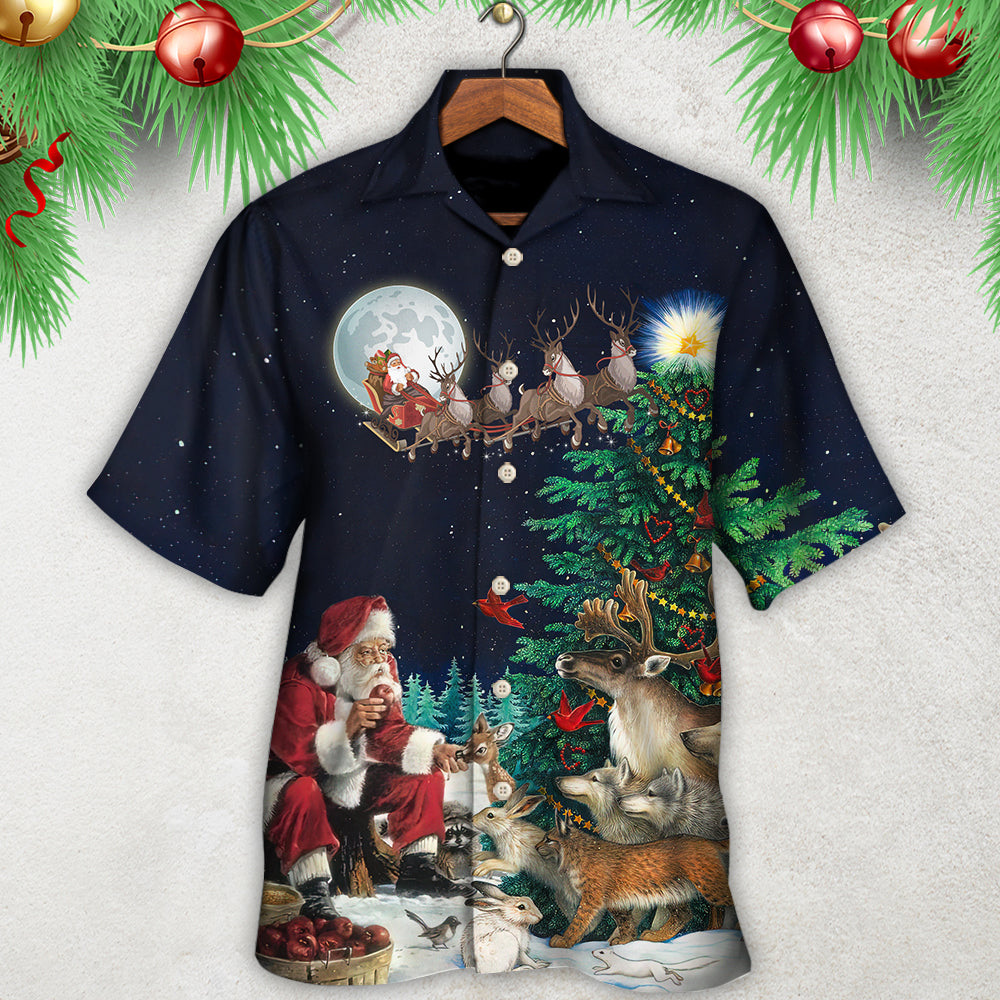 Christmas Santa Giving Christmas For Everyone Christmas Night - Hawaiian Shirt - Reefox