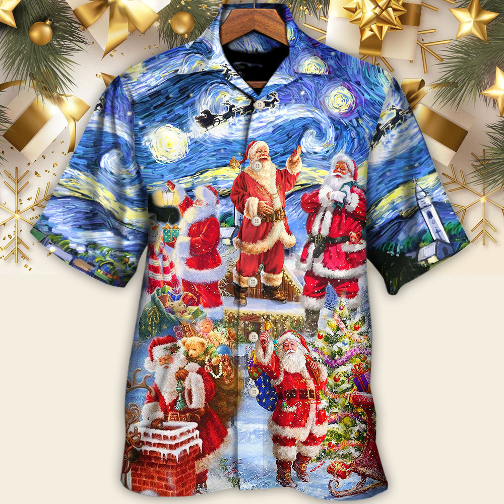 Christmas Santa Snow Night Merry Xmas - Hawaiian Shirt - Reefox