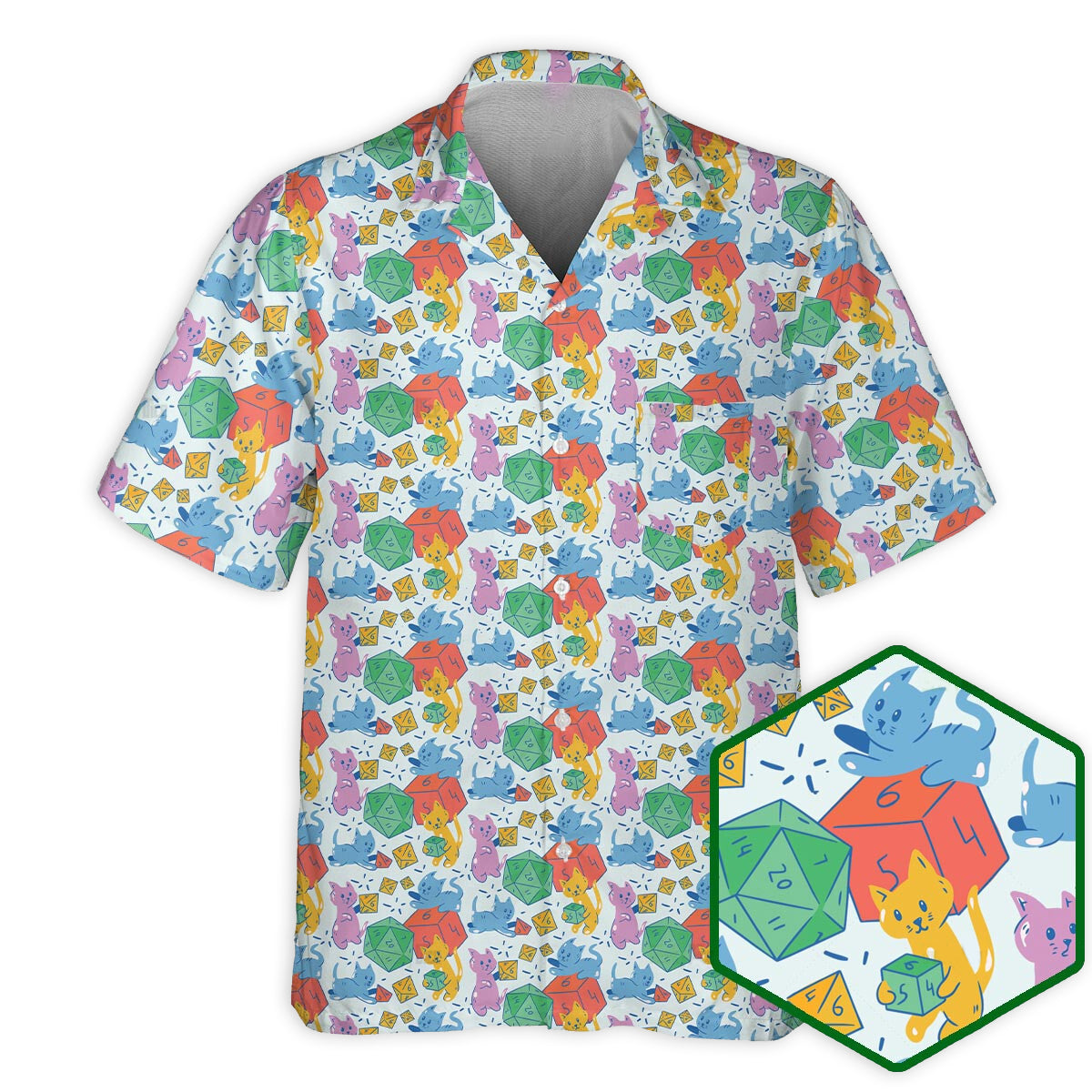 DnD Cat Rolling Dice Small - Hawaiian Shirt - Reefox