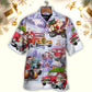 Santa Hot Rod Christmas Tree Merry Xmas - Hawaiian Shirt - Reefox