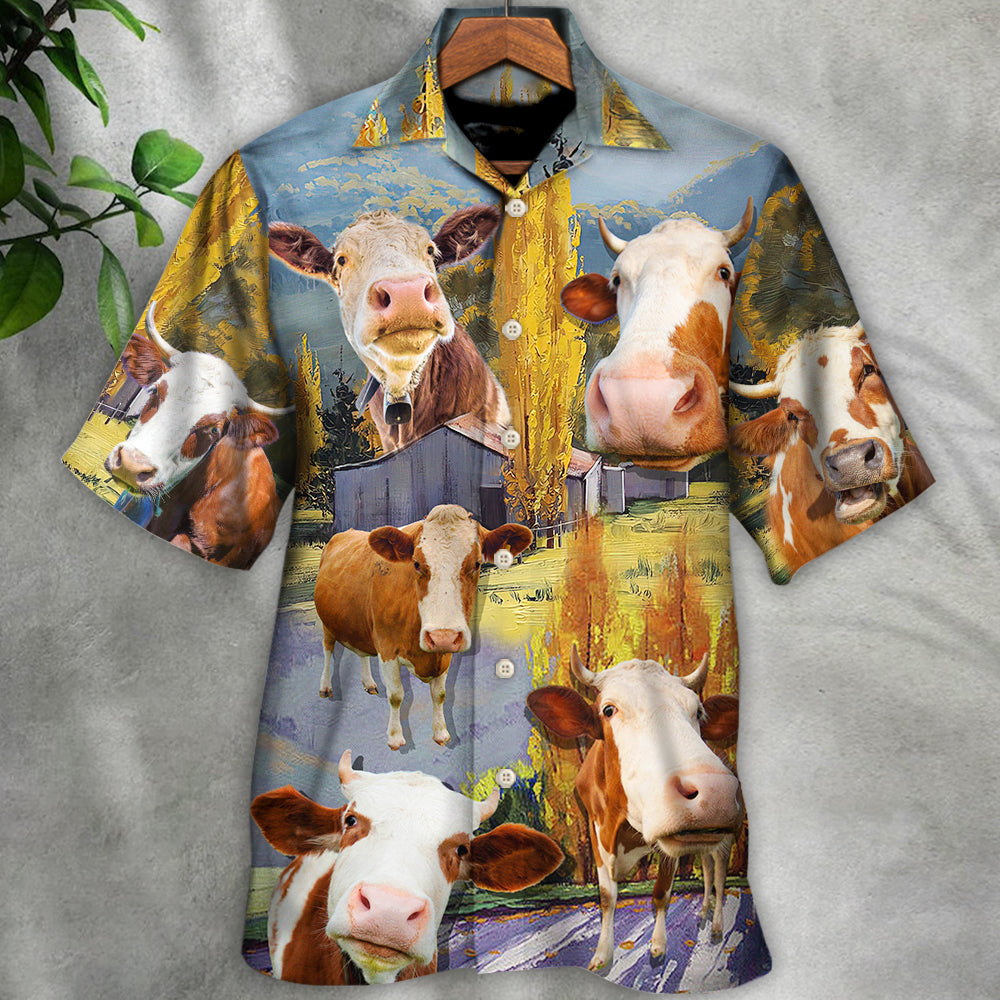 Cow Funny In The Australian Landscape Lover Cattle Art Style - Hawaiian Shirt - Reefox