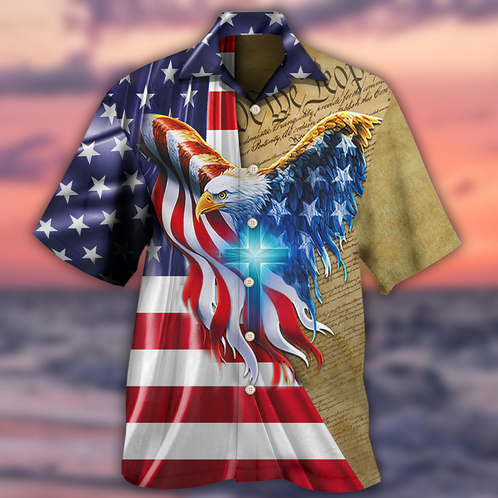 Eagle Cross One Nation Under God - Hawaiian Shirt - Reefox