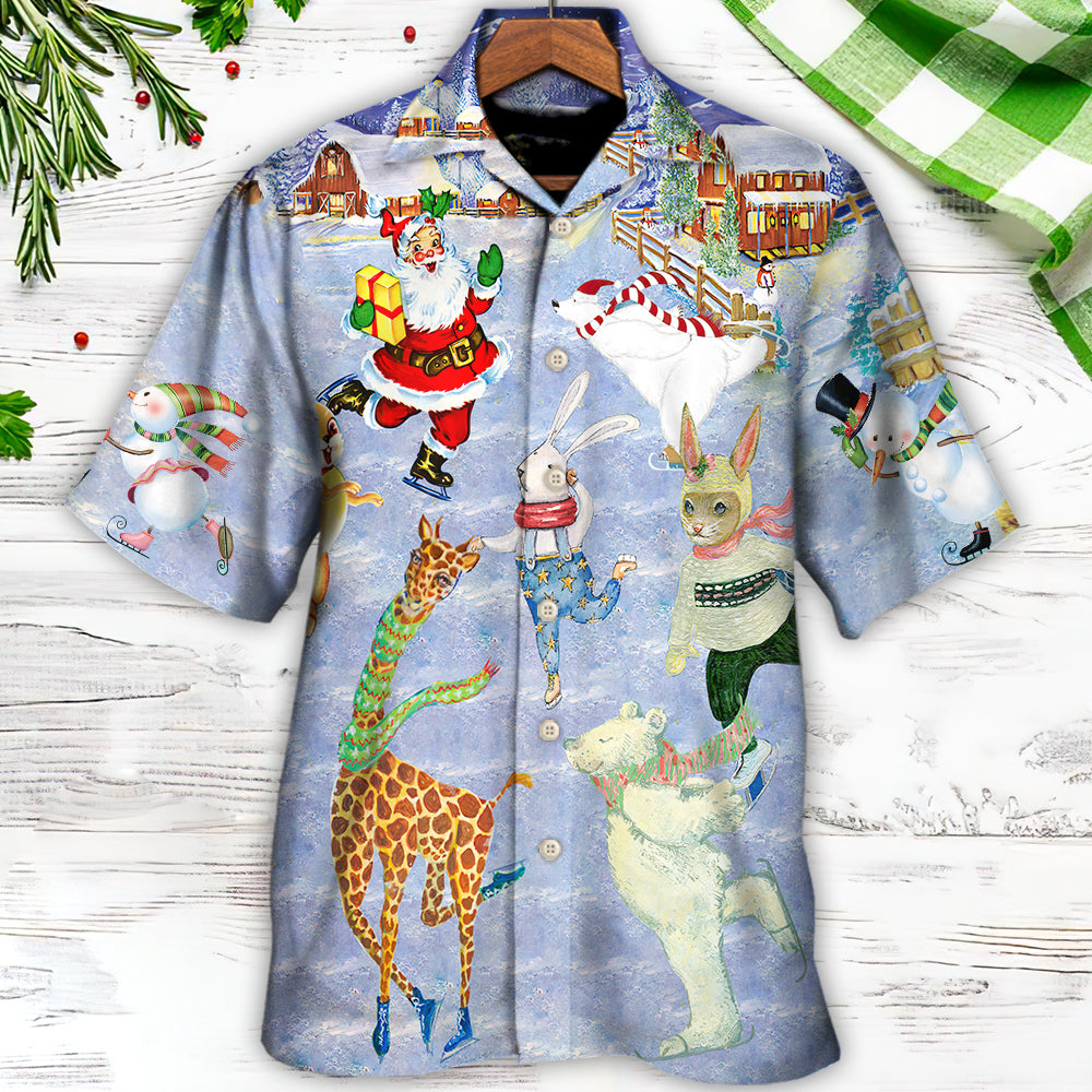 Christmas Holiday Ice Skating Party Animal - Hawaiian Shirt - Reefox