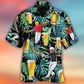 Beer And Jai Alai Tropical Pattern - Hawaiian Shirt - Reefox