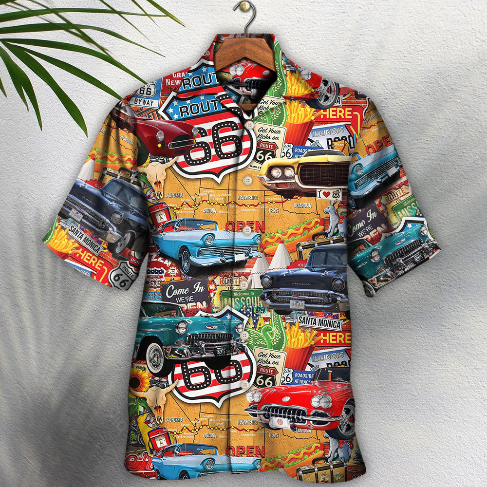 Car Vintage Route 66 Road - Hawaiian Shirt - Reefox