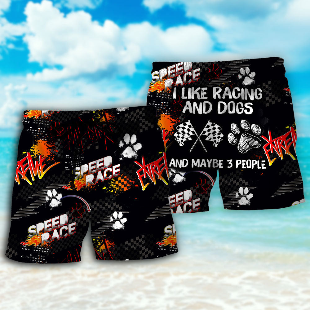 Car Racing I Like Racing And Dogs - Beach Short Reefox - Owls Matrix LTD