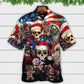 Skull Xmas US Flag Horror Skeleton - Hawaiian Shirt - Reefox