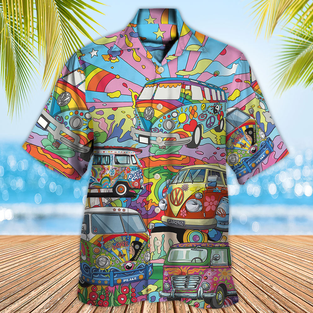 Hippie Van Colorful Art Peace - Hawaiian Shirt - Reefox