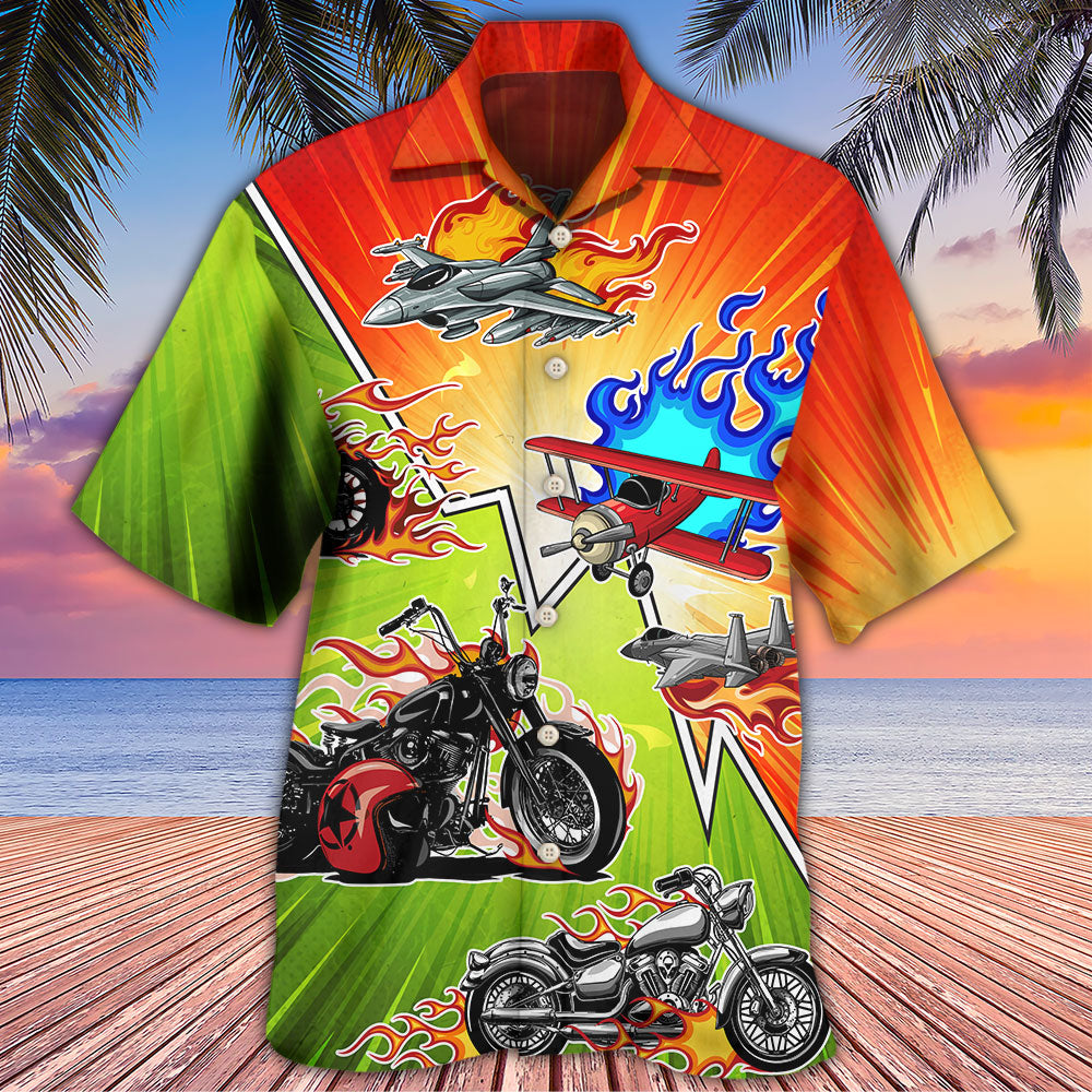 Motorcycle I Like Motorcycles And Airplanes - Hawaiian Shirt - Reefox