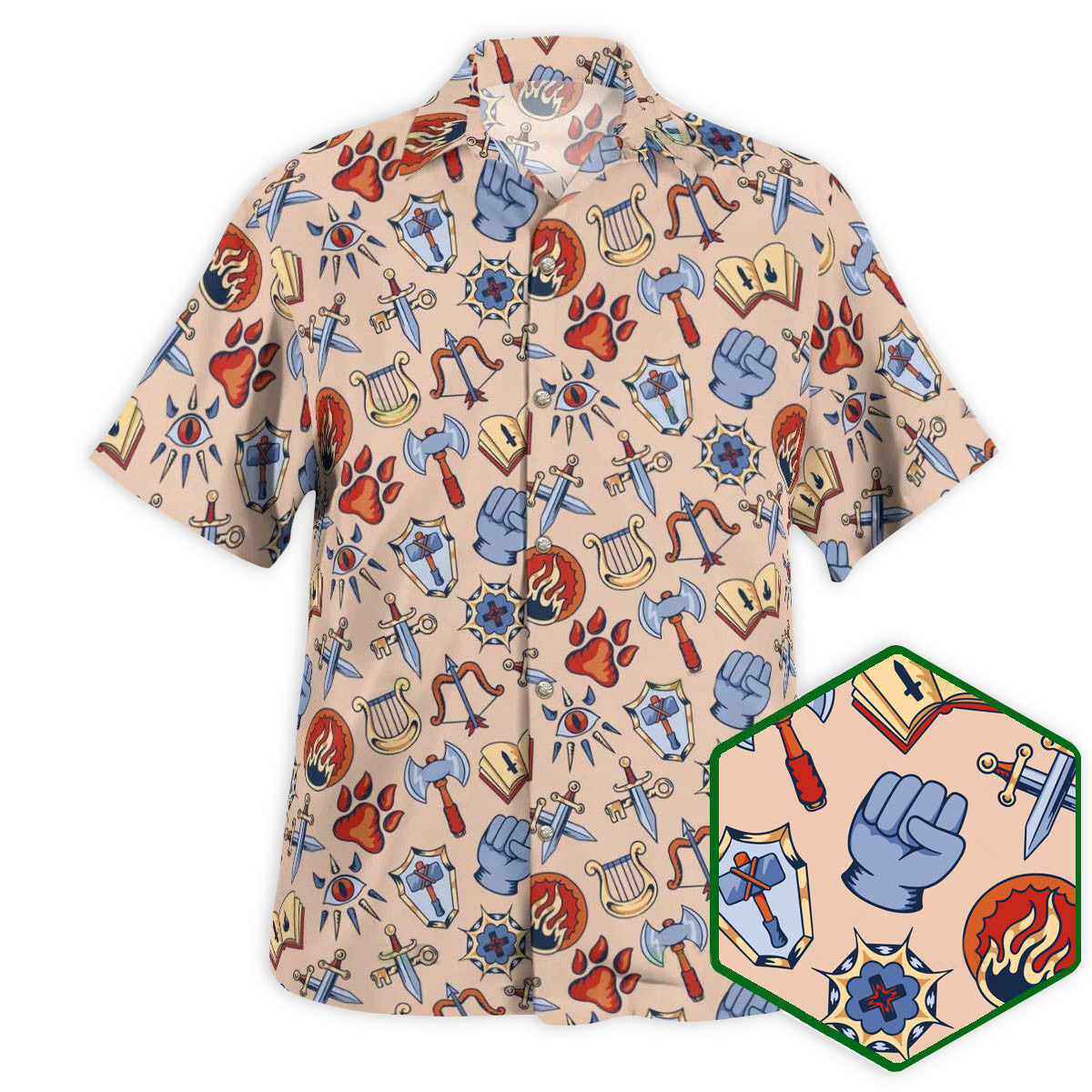 DnD Class Medieval icon - Hawaiian Shirt - Reefox