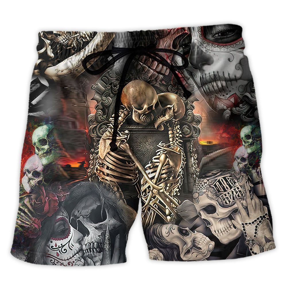 Beach Short / Adults / S Skull Marrying A Perfect Wife - Beach Short Reefox - Owls Matrix LTD