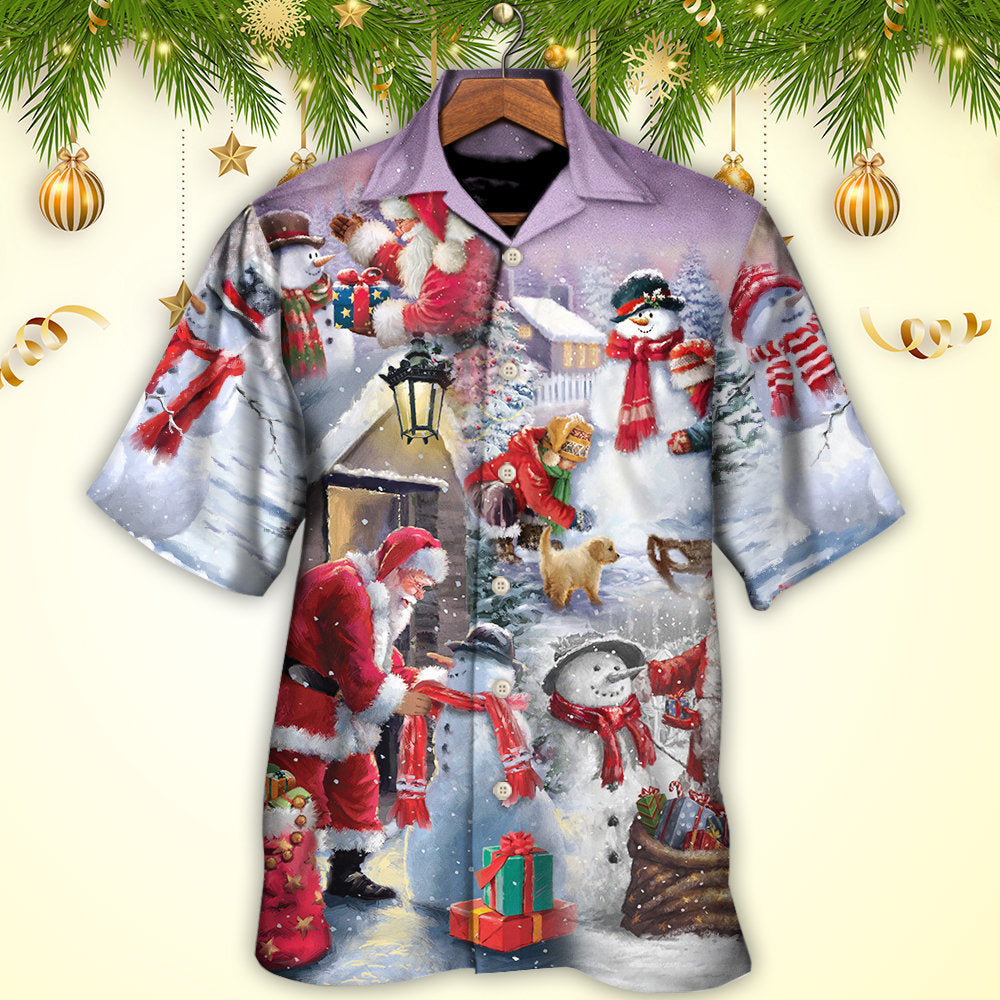 Christmas Santa Claus Buil Snowman Gift For You - Hawaiian Shirt - Reefox