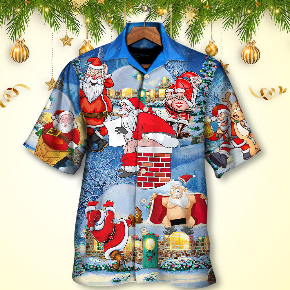 Christmas Rebellious Santa Claus Drunk Beer Troll Xmas Funny - Hawaiian Shirt - Reefox