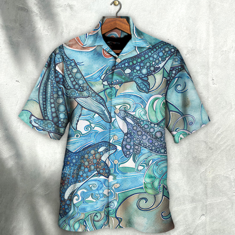Shark Jumping In The Ocean Stained Glass - Hawaiian Shirt - Reefox