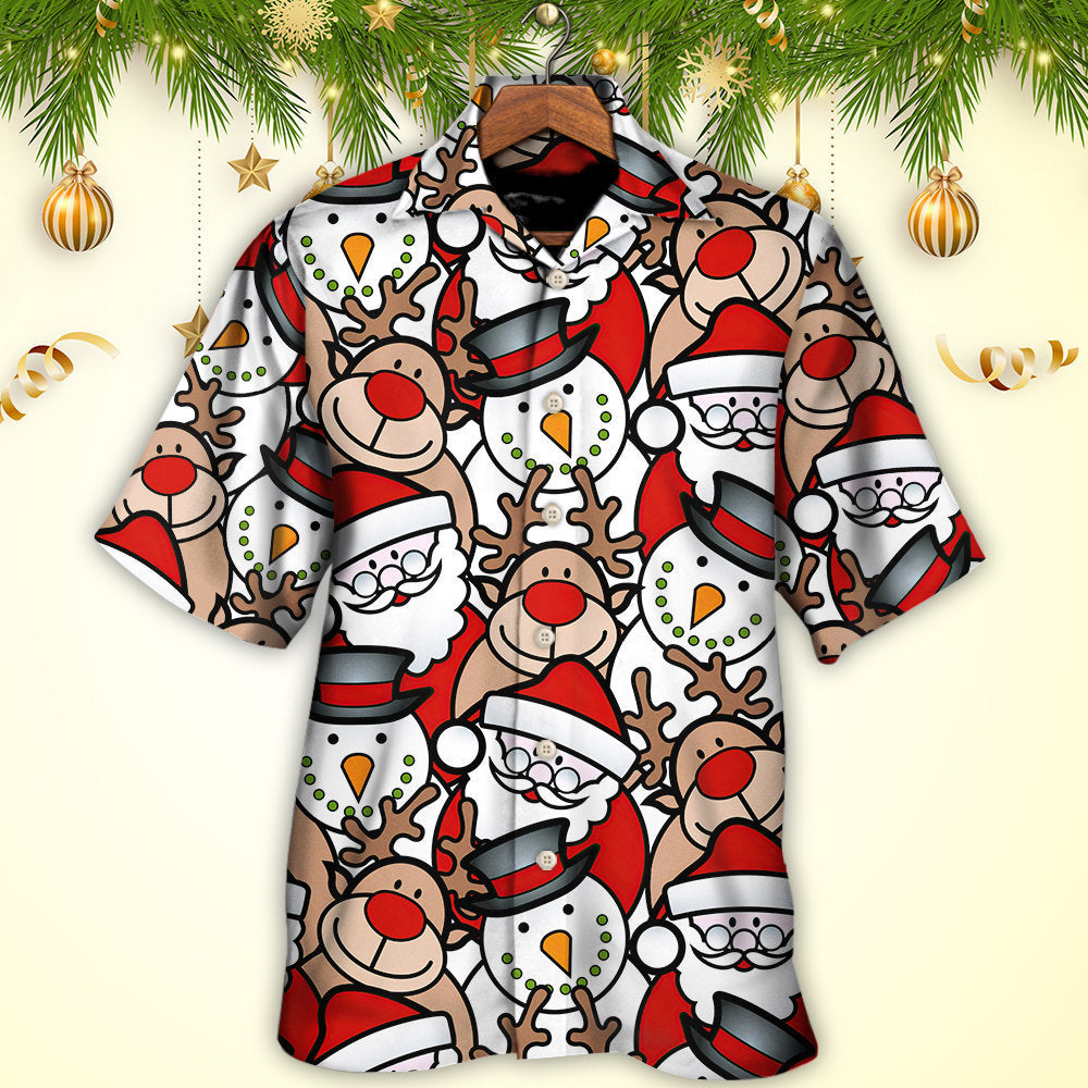 Christmas Cutie Santa And Reindeer Funny Style - Hawaiian Shirt - Reefox