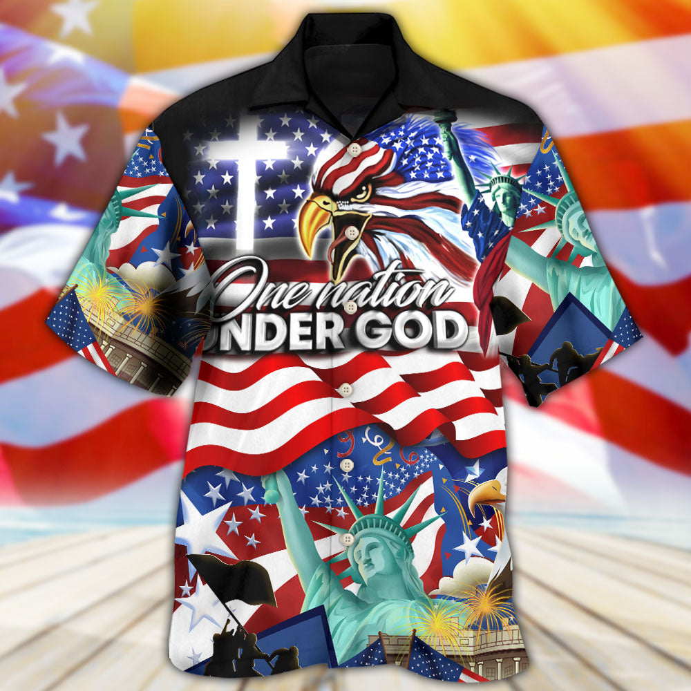 America Independence Day US One Nation Under God - Hawaiian Shirt - Reefox